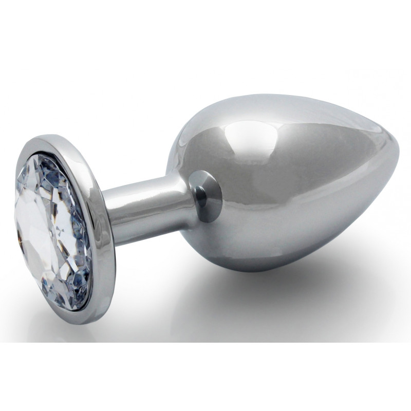 Ouch! Bijou anal Round Gem M 7 x 3.3 cm Argenté-Transparent